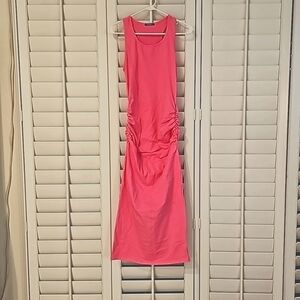 Ssoulm Pink Jersey Racerback Ruched Maxi Dress